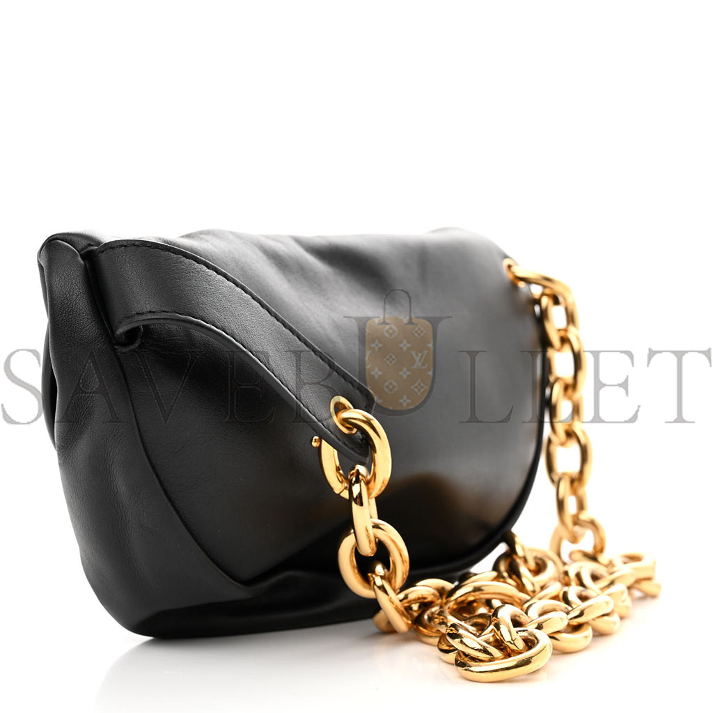 BOTTEGA VENETA NAPPA THE BELT CHAIN POUCH BLACK  (23*15*5cm)